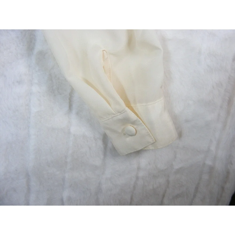 Essentials Worthington Blouse Womens 10 Cream Excellent Lace Bib Pintuck Pleat